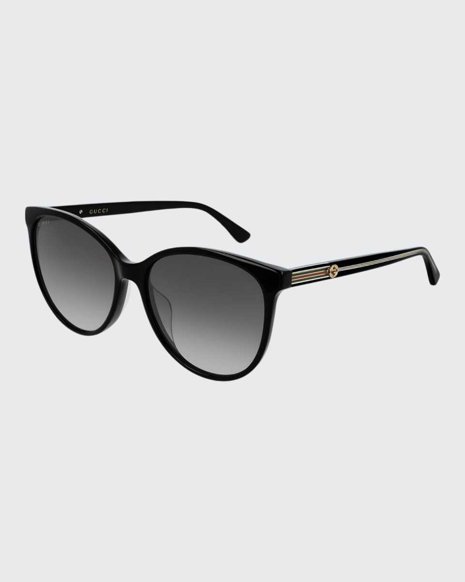 Round Acetate Sunglasses w/ Web & Logo Temples